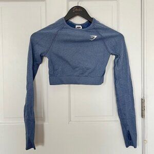 Gymshark Vital Seamless 2.0 Long Sleeve Crop Top - Blue Marl